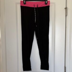 PINK Victoria's Secret Black Leggings with Pink Waistband